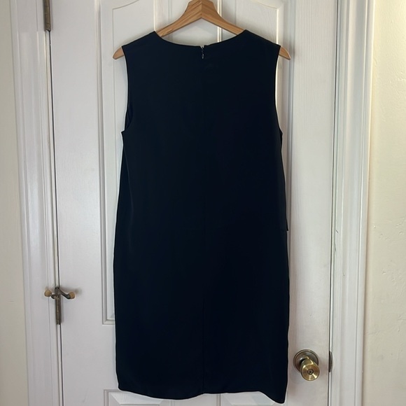 Tibi | 100% Silk Black Dress Asymmetrical Draping at Shoulder Size 4 Cocktail - Picture 6 of 10